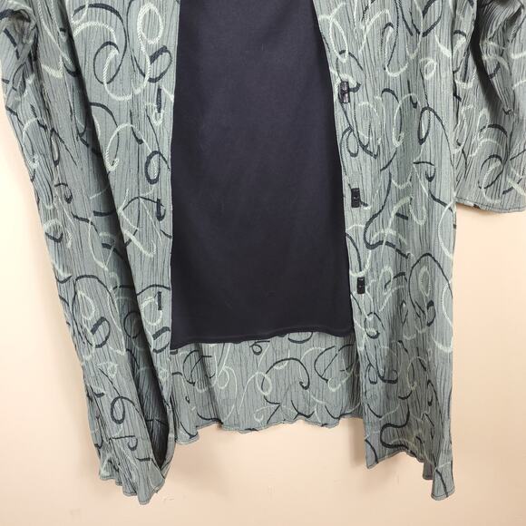 Dress Barn Green Print Button-Up Layered Blouse Size 22/24 - Picture 6 of 10